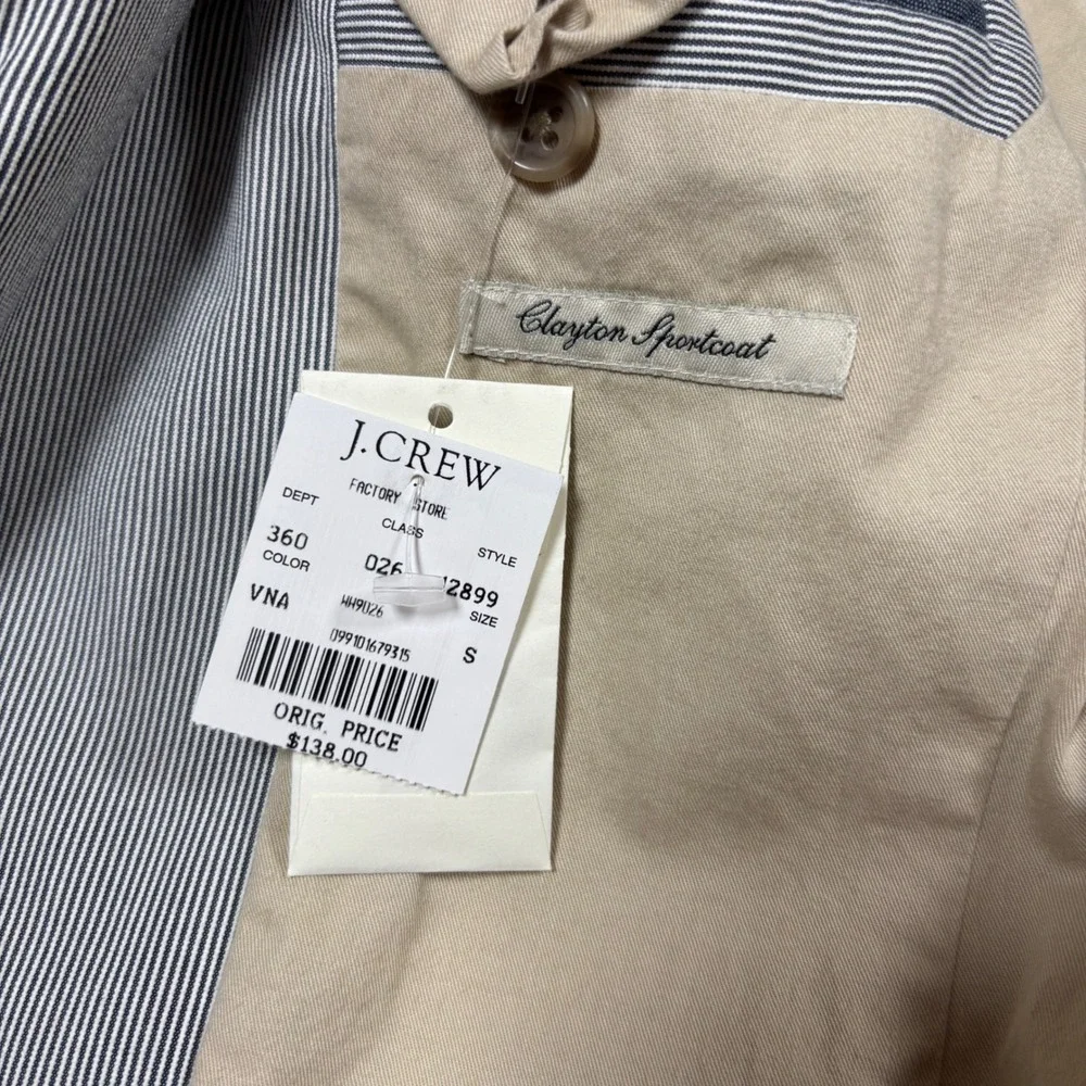 J.Crew Factory White‎ Pinstriped Clayton Sportcoat Men's Size Small NWT (Flawed)